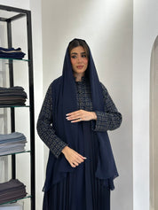 C 0828 - 02 Navy Blue Pleated Abaya