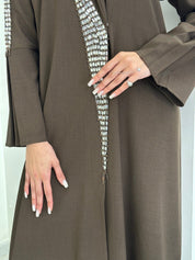 C 0831 Brown Beaded Abaya