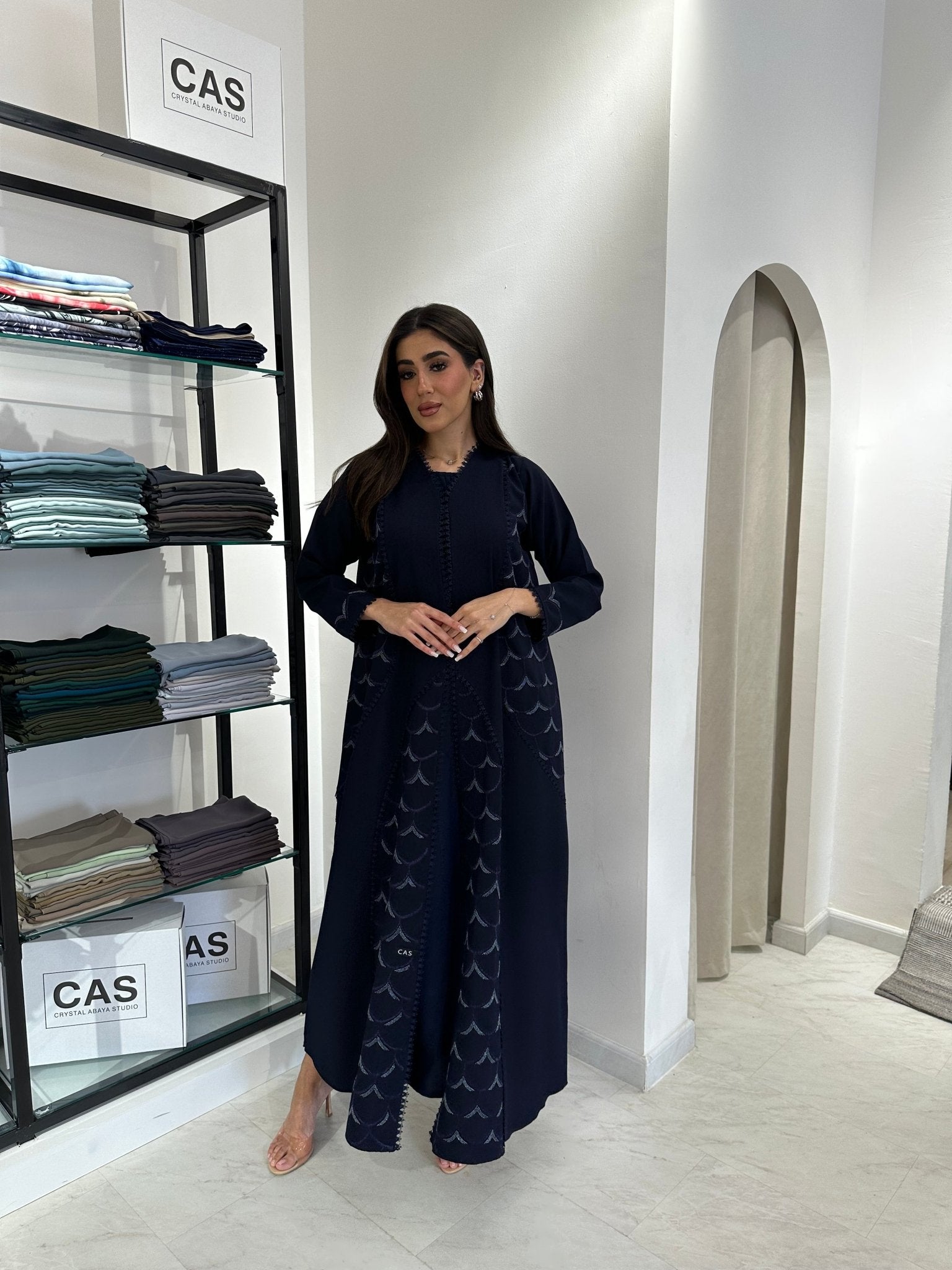 C 0833 Navy Blue Beaded Abaya