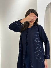 C 0833 Navy Blue Beaded Abaya