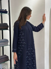 C 0833 Navy Blue Beaded Abaya