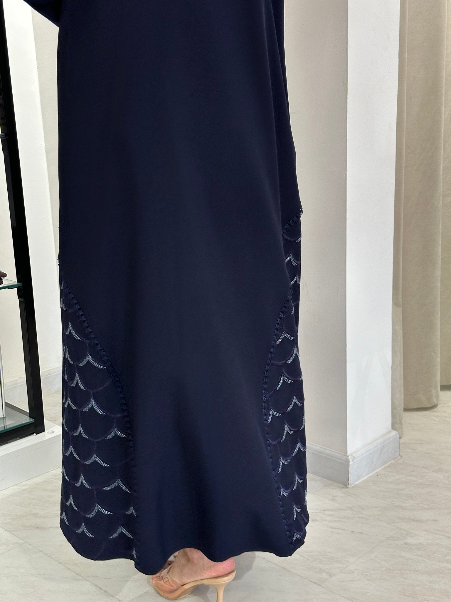 C 0833 Navy Blue Beaded Abaya