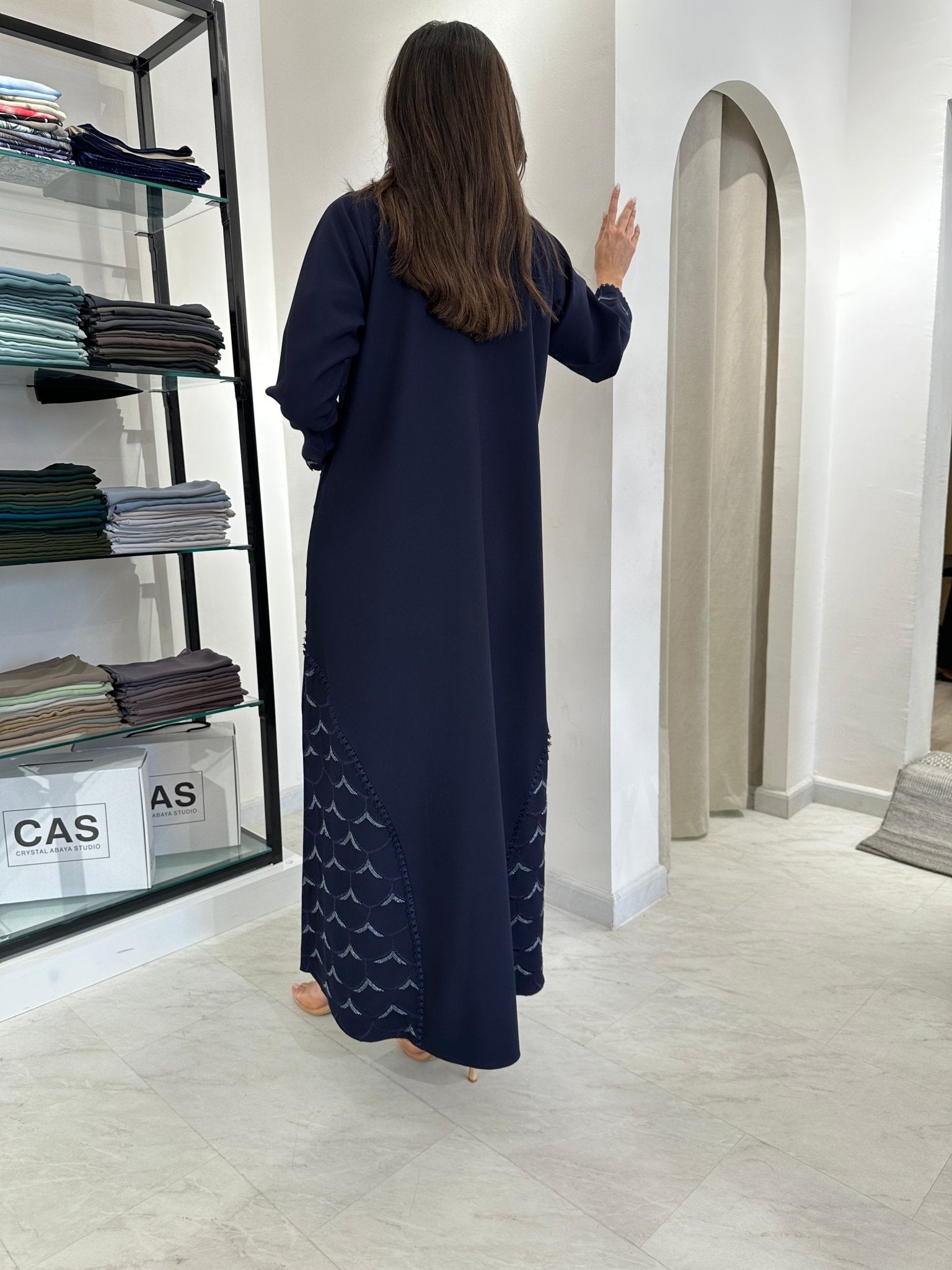 C 0833 Navy Blue Beaded Abaya