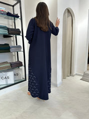 C 0833 Navy Blue Beaded Abaya