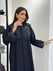 C 0834 Navy Blue Beaded Abaya