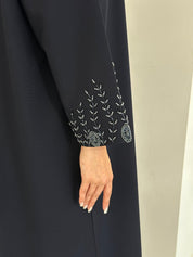 C 0834 Navy Blue Beaded Abaya