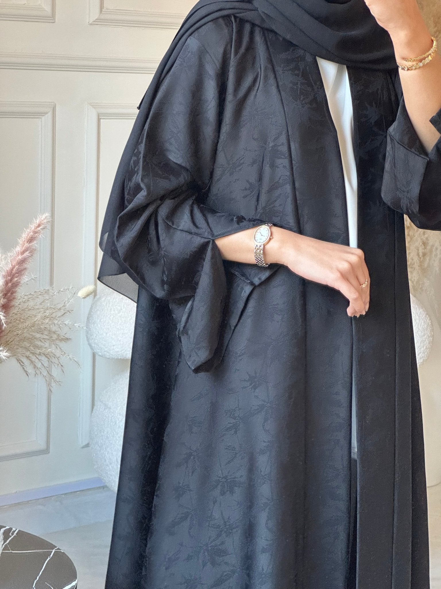 C 0838 Black Printed Abaya