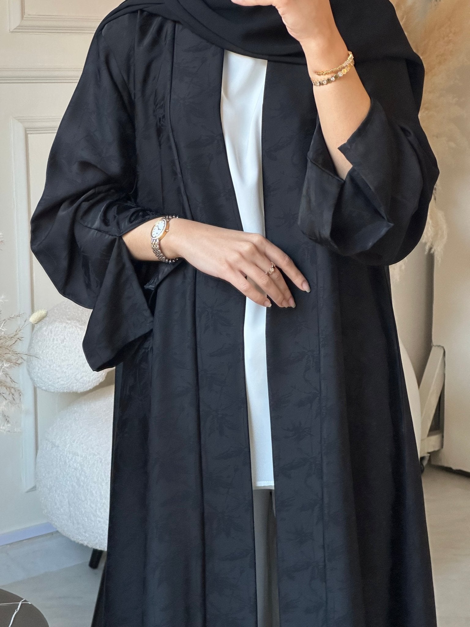 C 0838 Black Printed Abaya