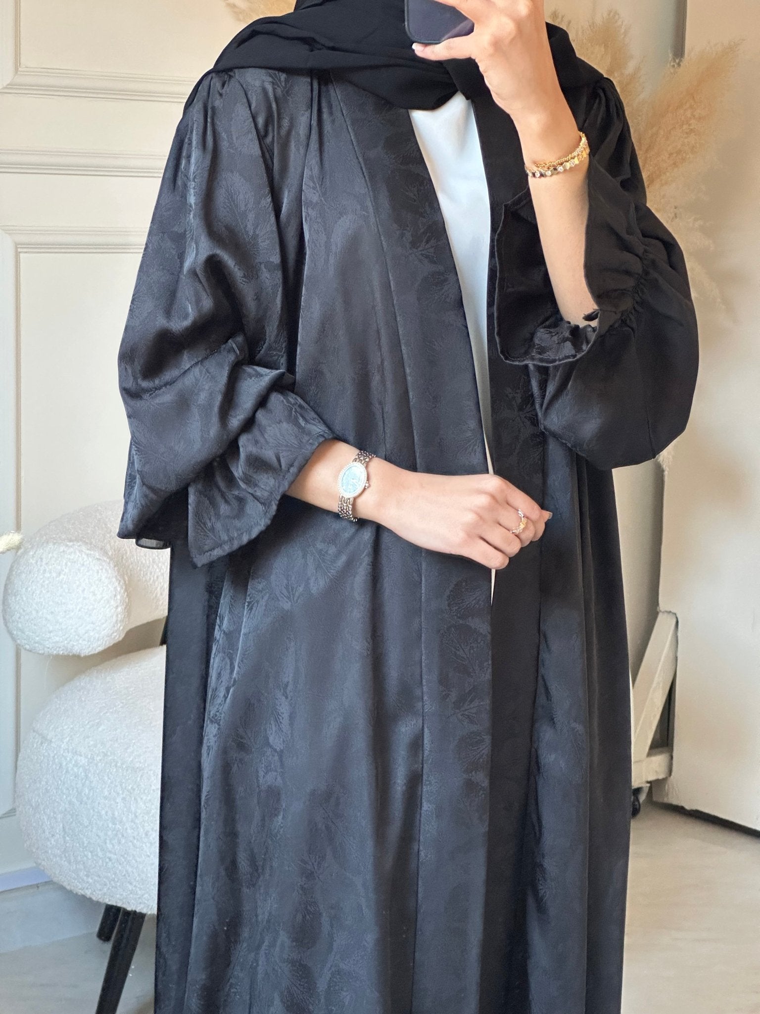 C 0840 - 01 Black Printed Abaya