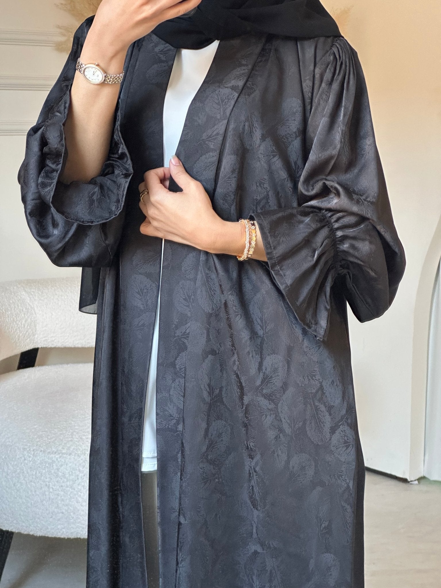 C 0840 - 01 Black Printed Abaya