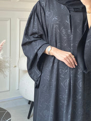 C 0849 Black Floral Printed Abaya
