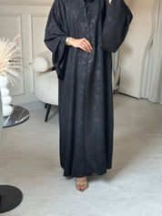 C 0849 Black Floral Printed Abaya