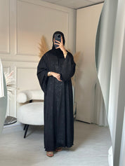 C 0849 Black Floral Printed Abaya