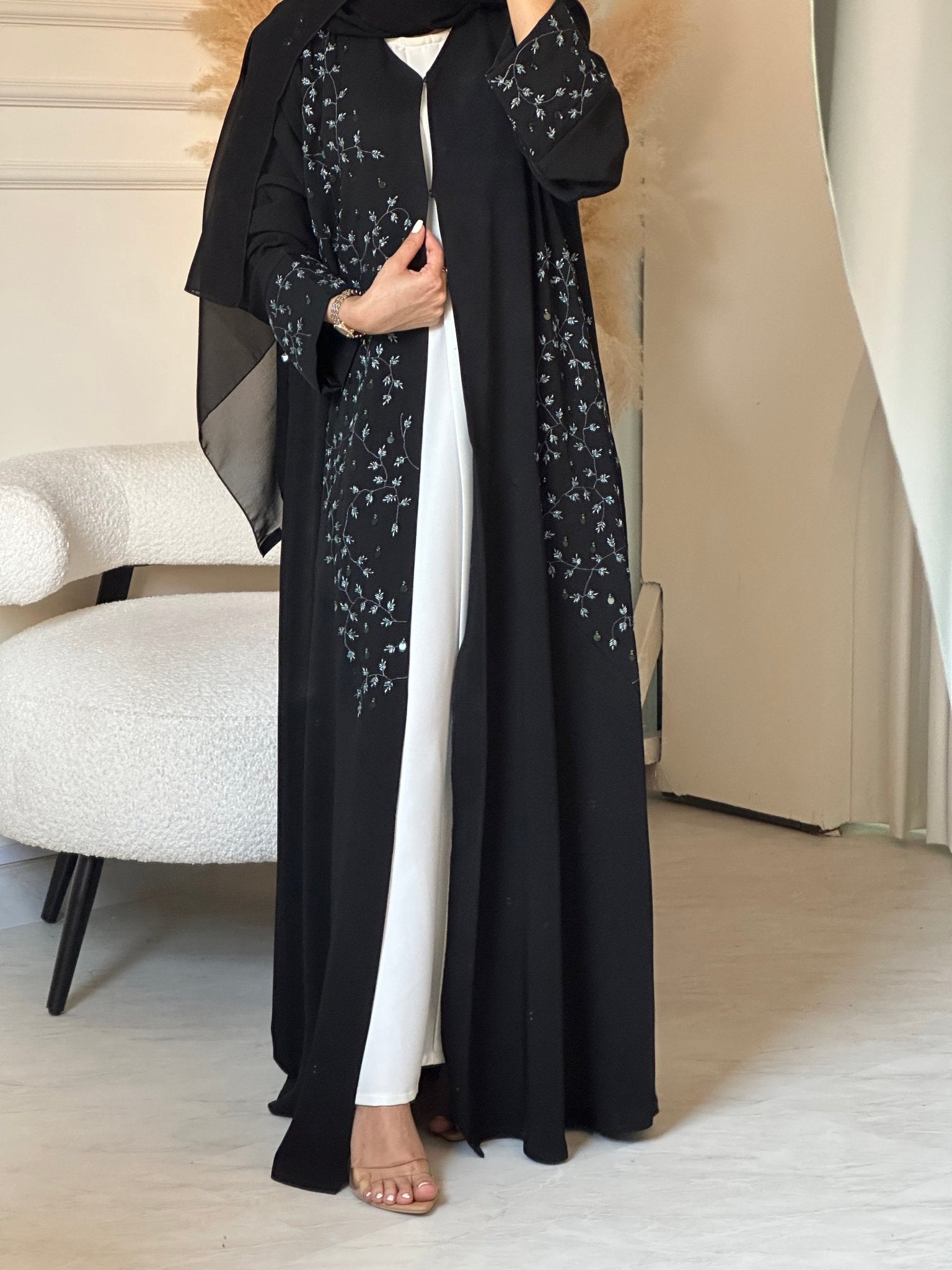 C 0853 Black Beaded Abaya