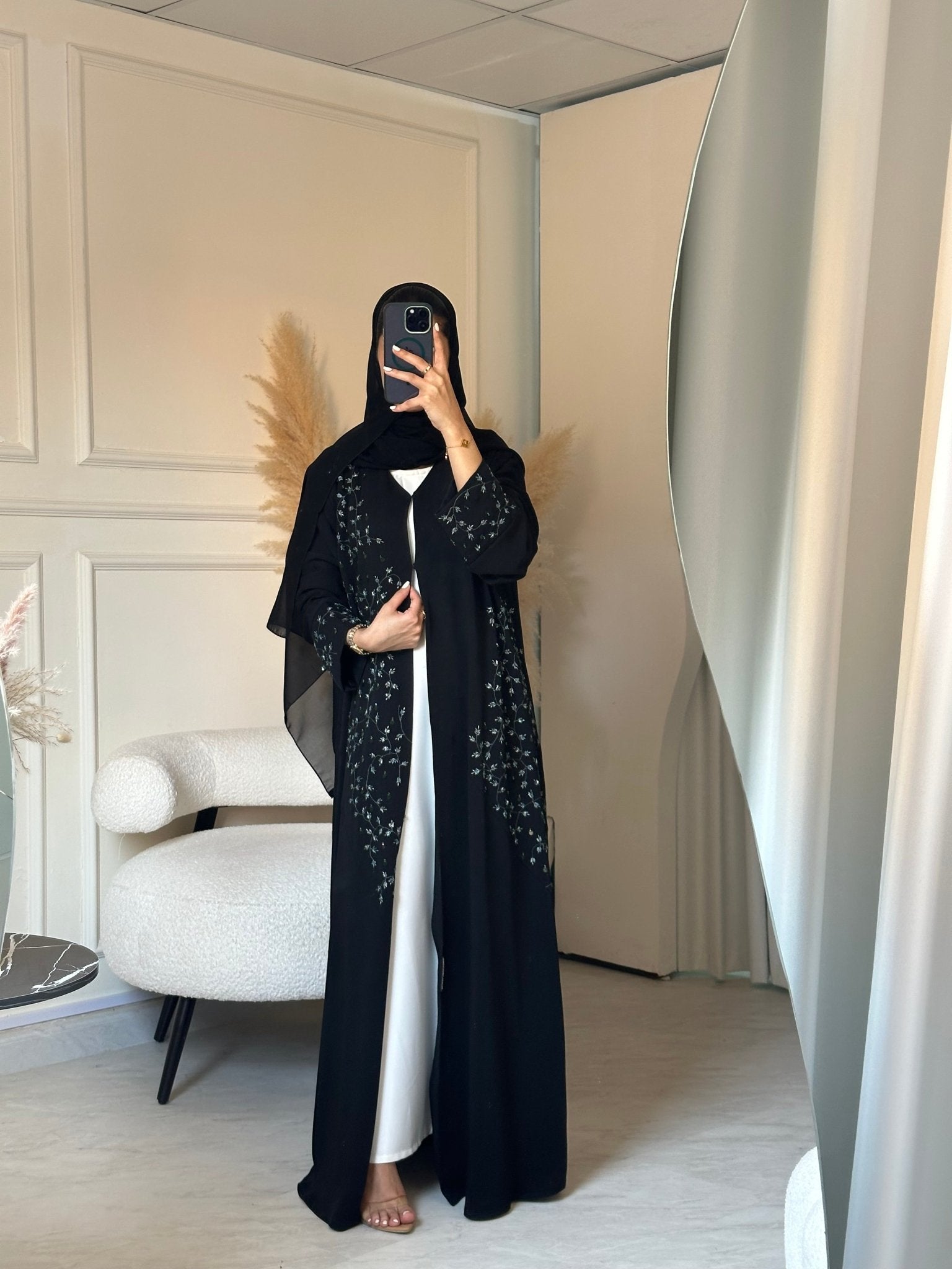 C 0853 Black Beaded Abaya