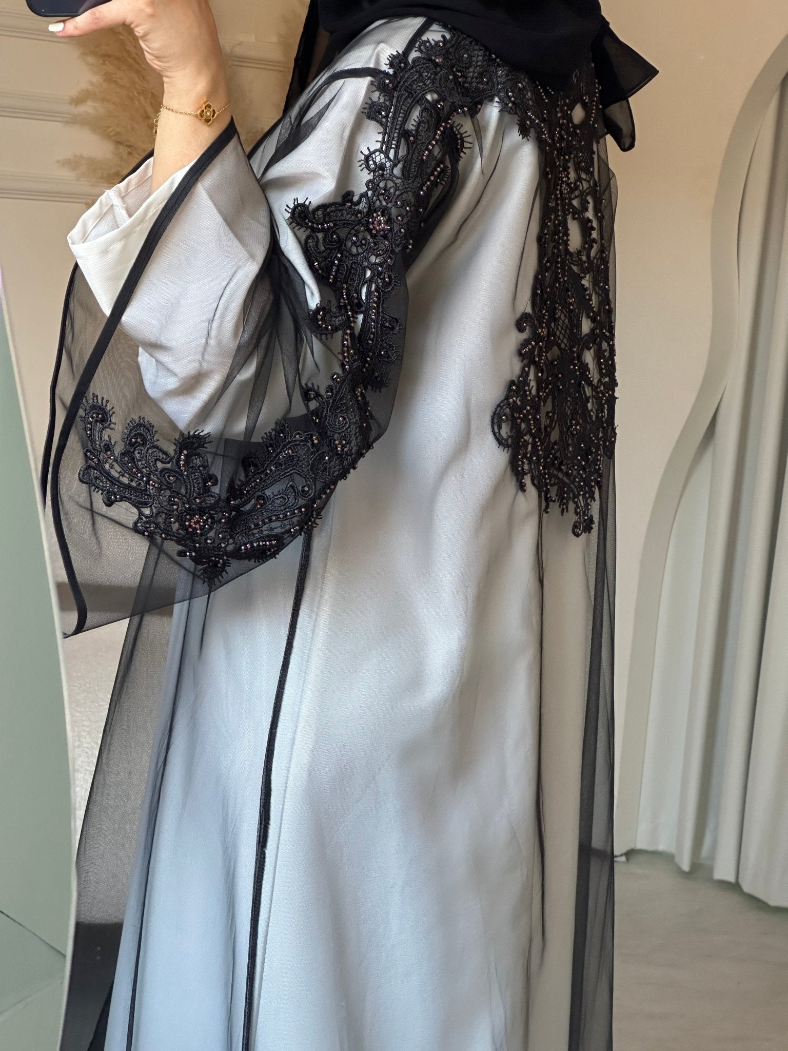 C 0854 Black Lace Abaya