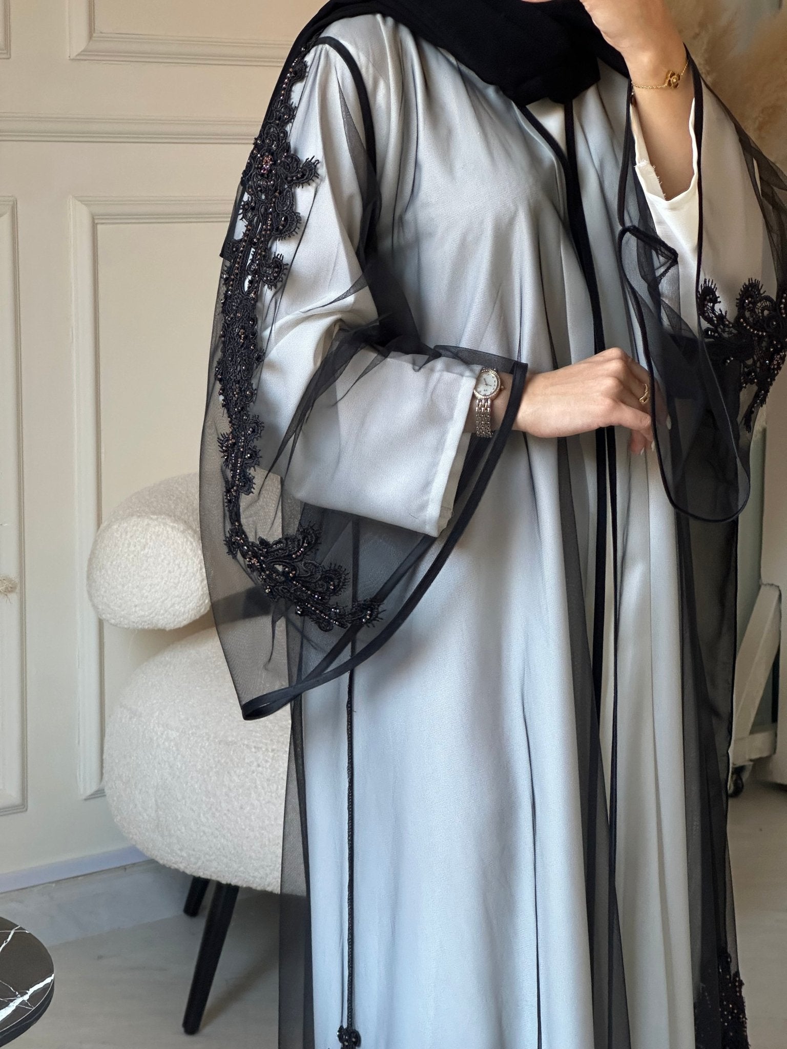 C 0854 Black Lace Abaya