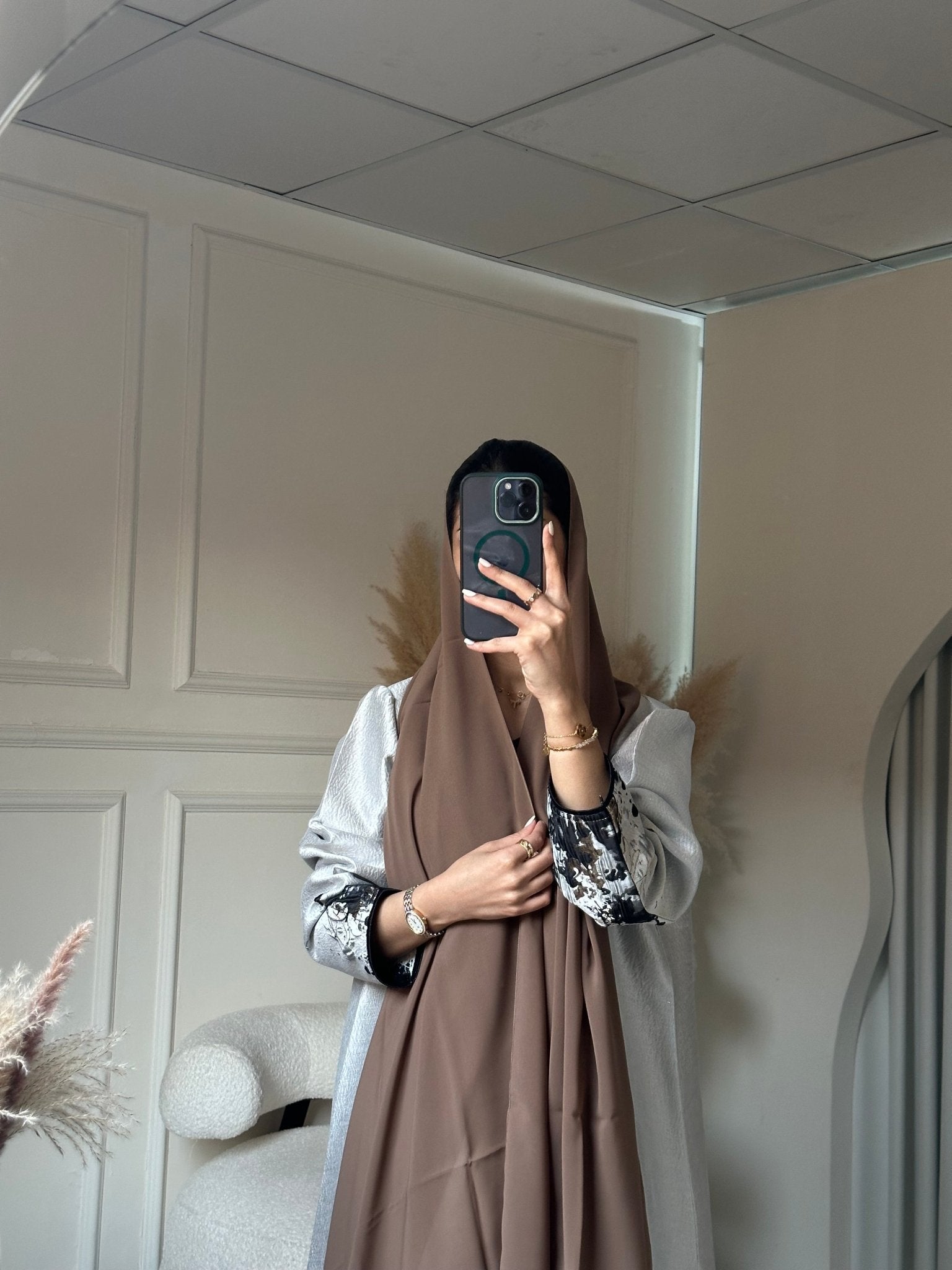 C 0856 - 01 Brown Printed Abaya