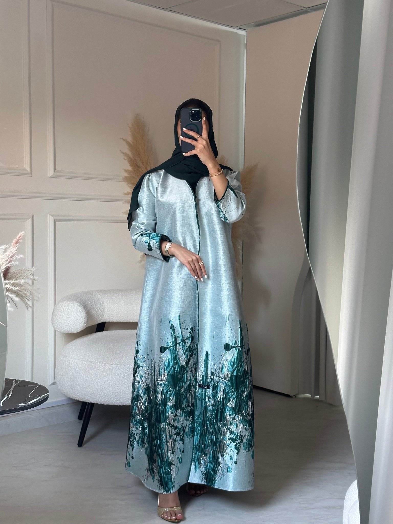 C 0856 - 02 Green Printed Abaya