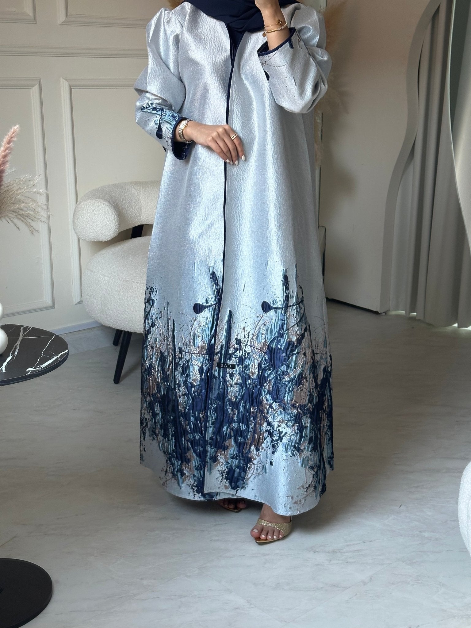 C 0856 - 03 Navy Blue Printed Abaya