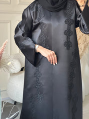C 0860 Black Dantel Abaya