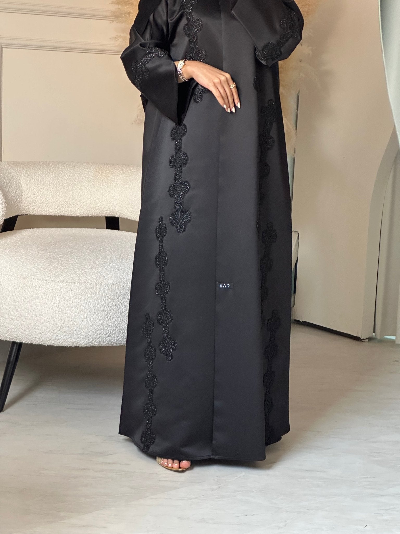 C 0860 Black Dantel Abaya