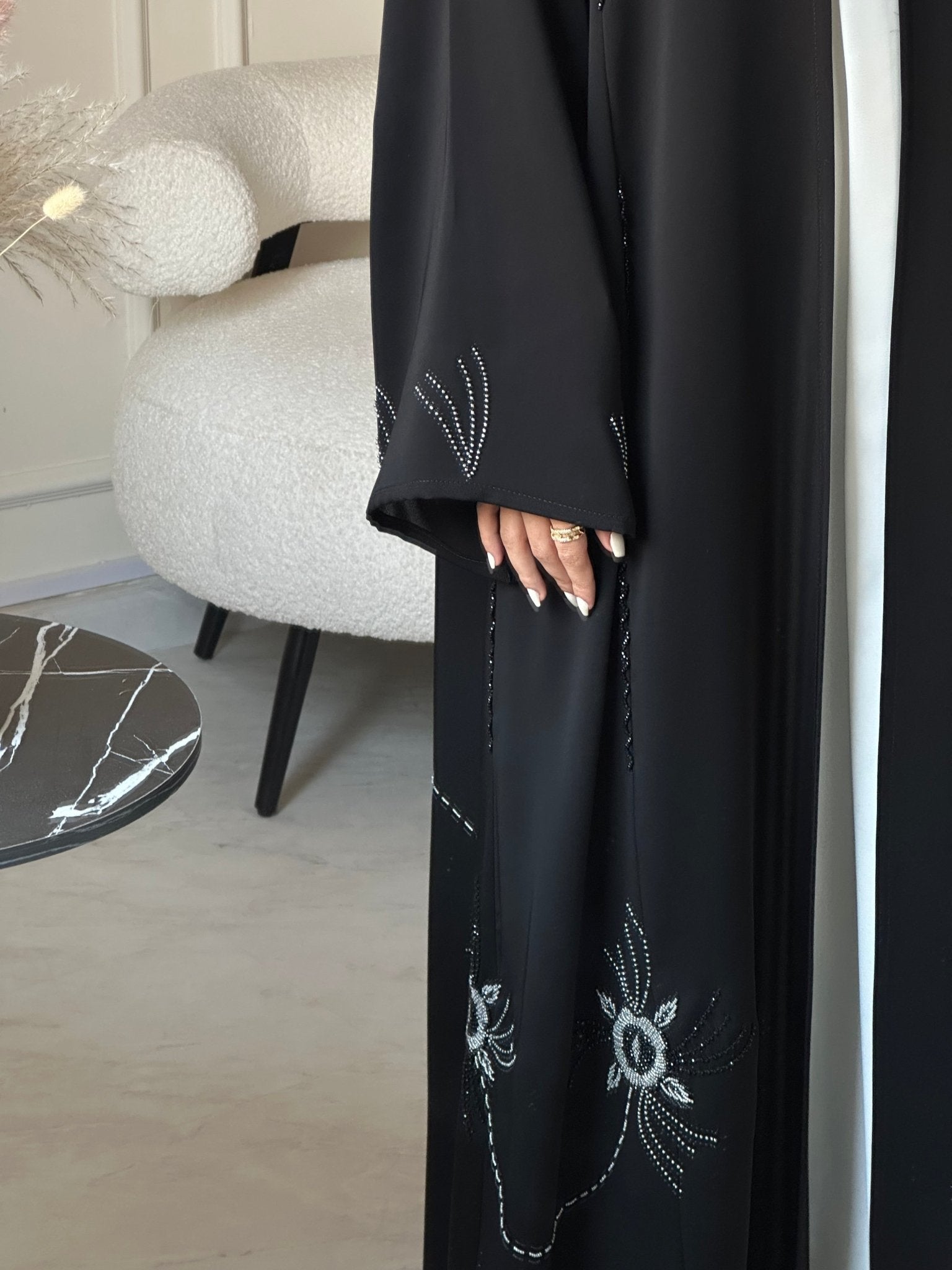 C 0861 Black Beaded Abaya