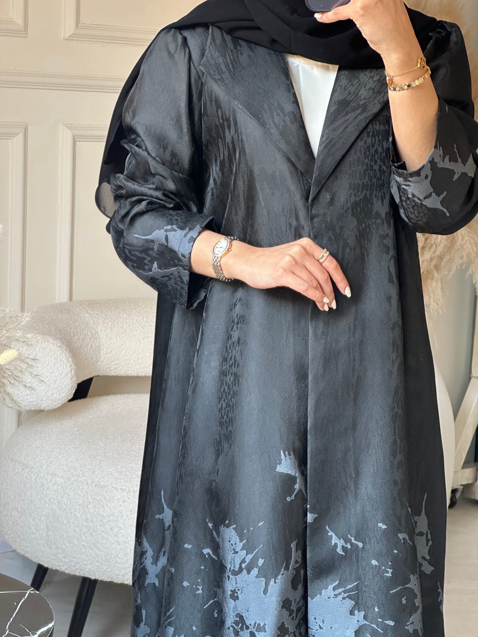 C 0863 - 03 Grey Coat Abaya