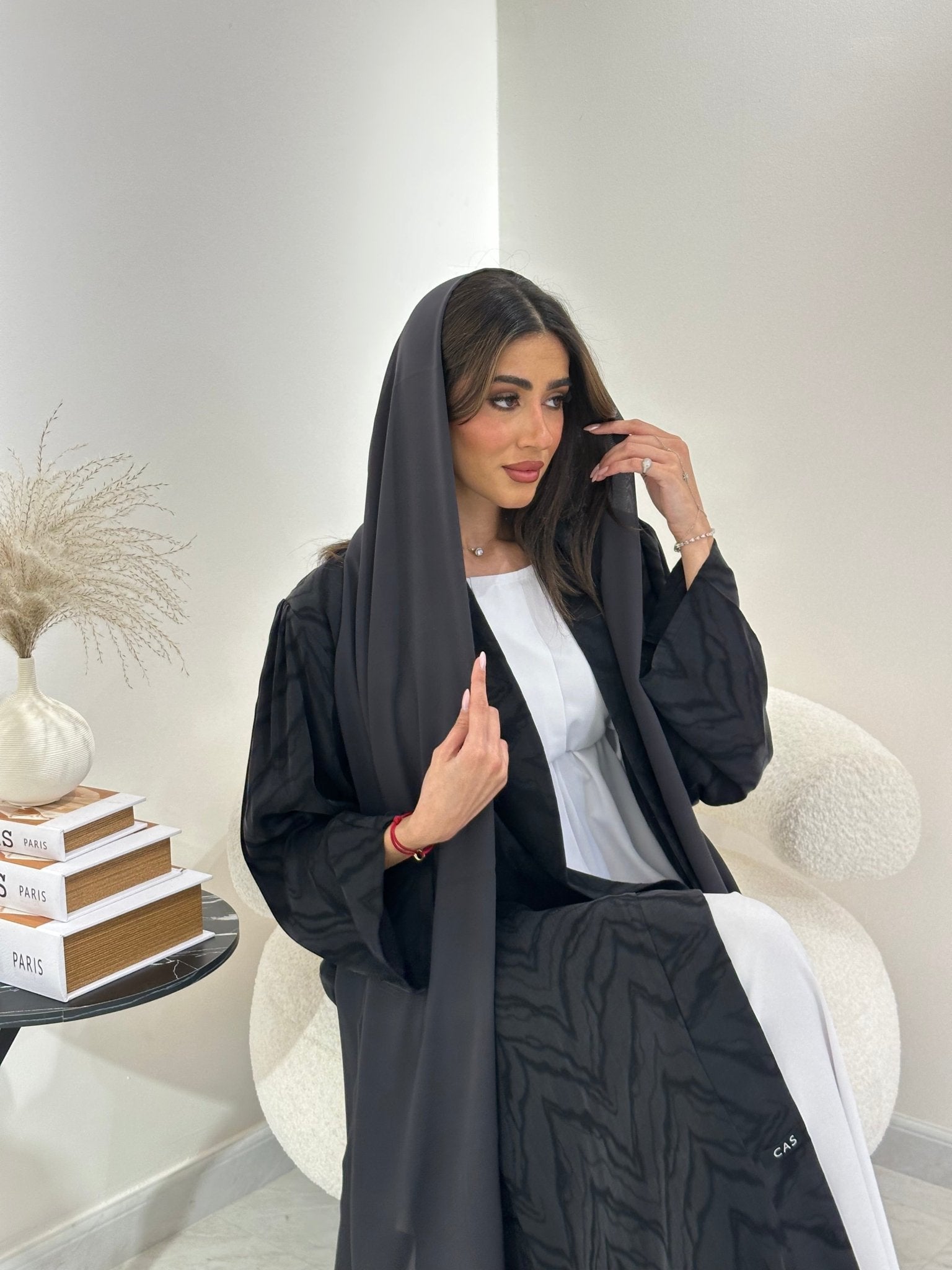 C 0863 Premium Black Printed Abaya