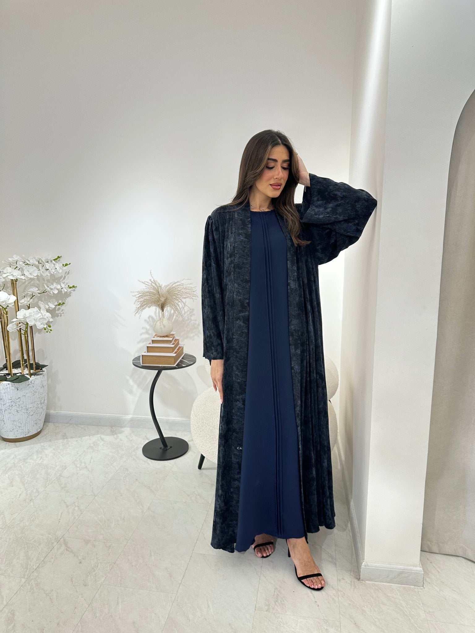 C 0874 - 01 Premium Blue Printed Abaya Set