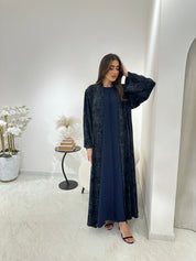C 0874 - 01 Premium Blue Printed Abaya Set