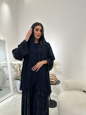 C 0874 - 01 Premium Blue Printed Abaya Set