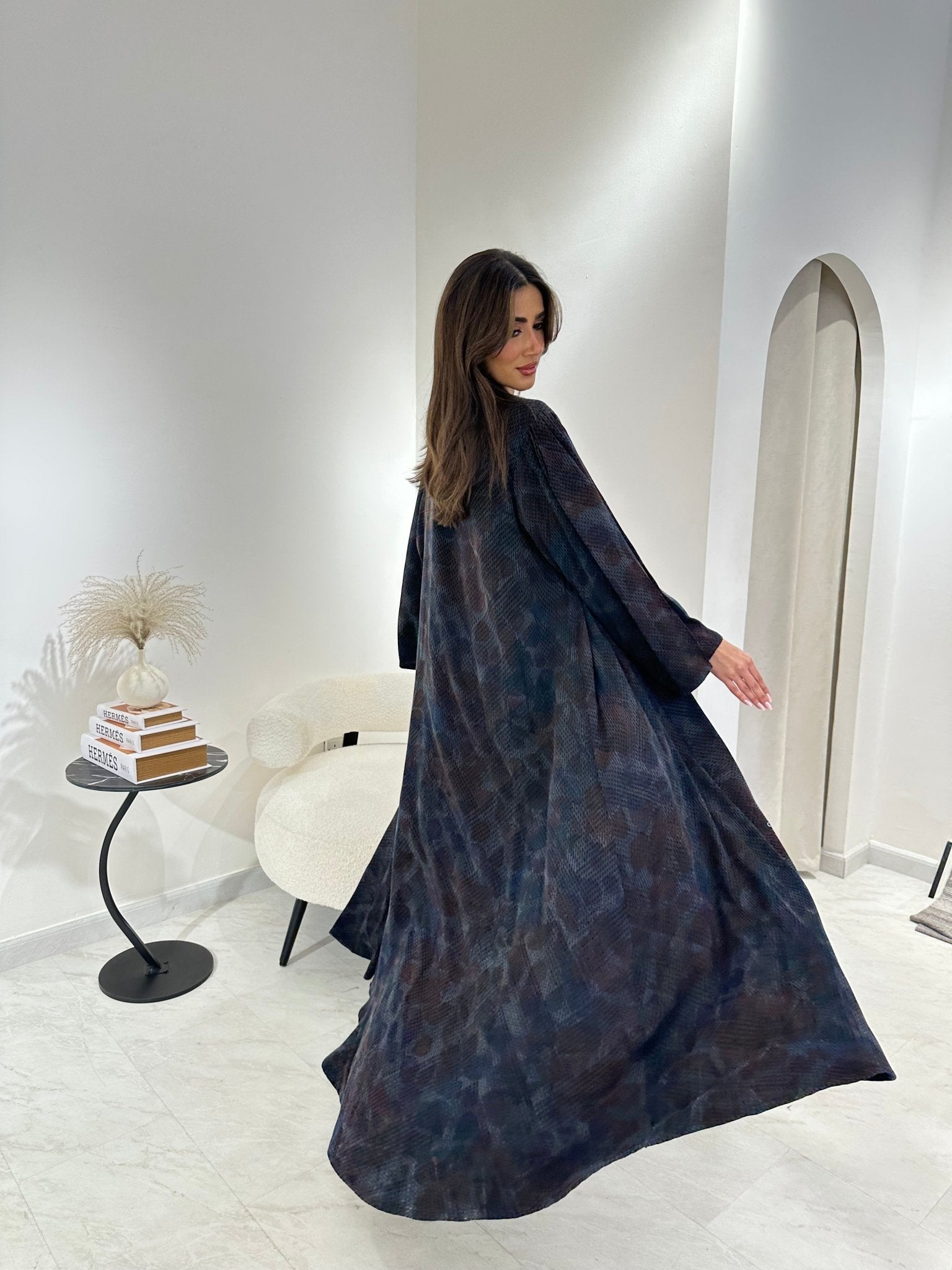 C 0874 - 02 Premium Blue Printed Abaya Set