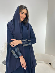 C 0875 - 01 Blue Beaded Eid Abaya