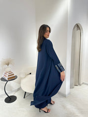 C 0875 - 01 Blue Beaded Eid Abaya