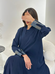 C 0875 - 01 Blue Beaded Eid Abaya