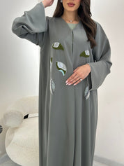 C 0876 Green Embroidered Eid Abaya