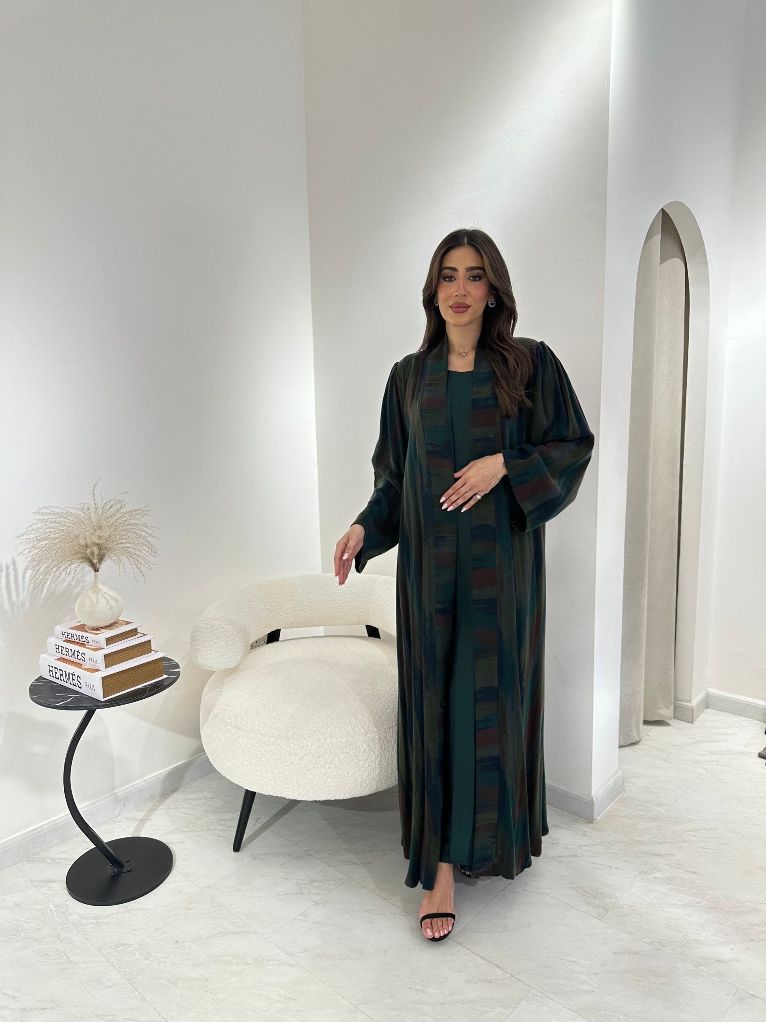 C 0877 - 02 Premium Green Abaya Set