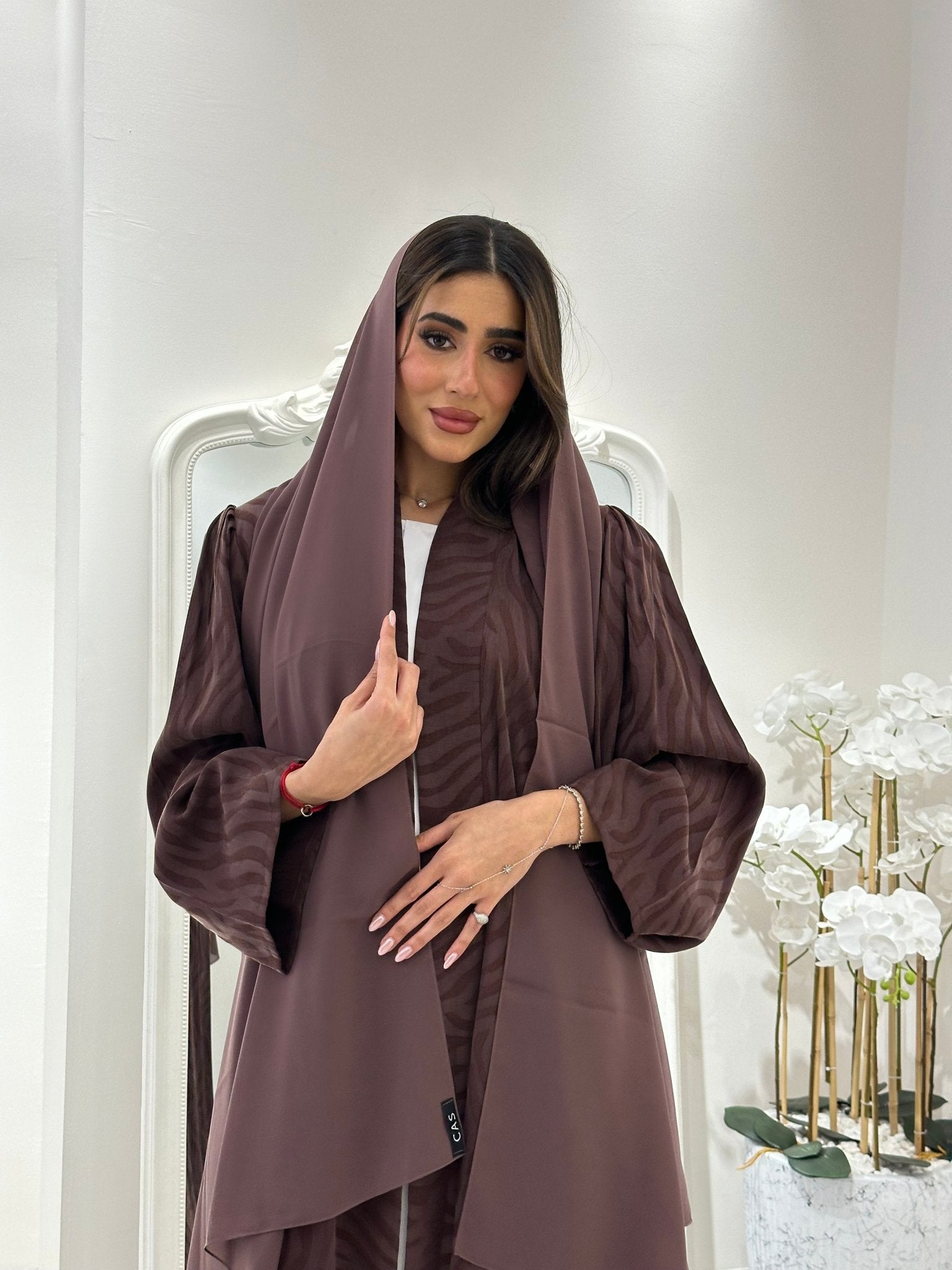 C 0878 Premium Brown Printed Abaya