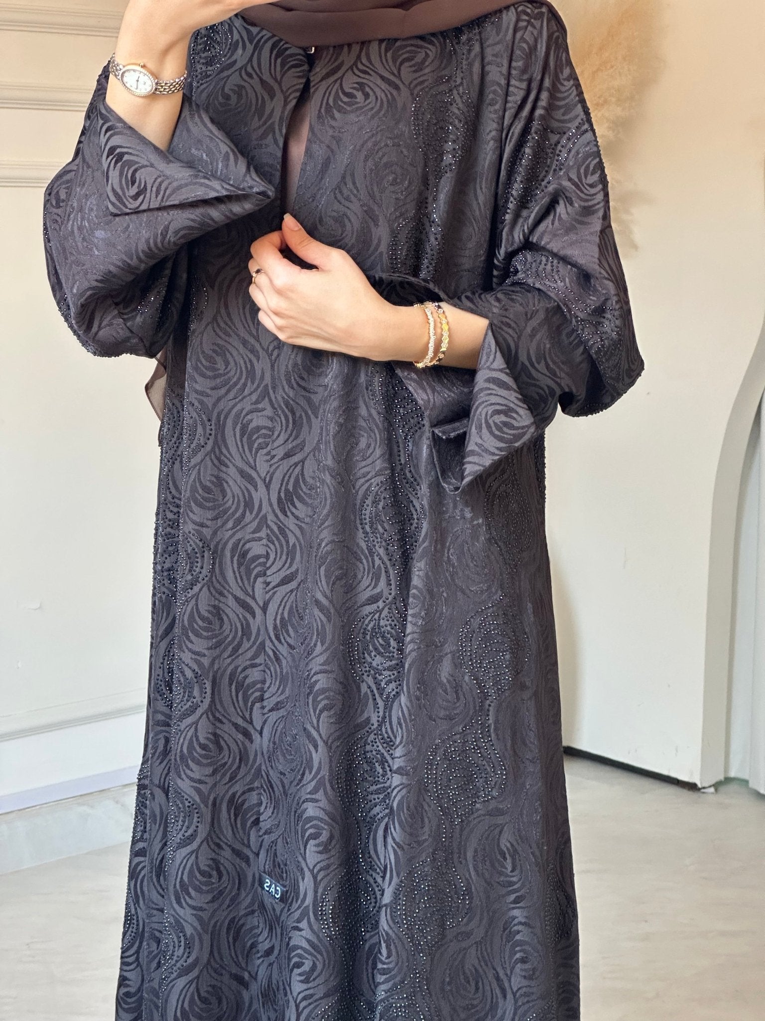 C 0879 Brown Printed Abaya