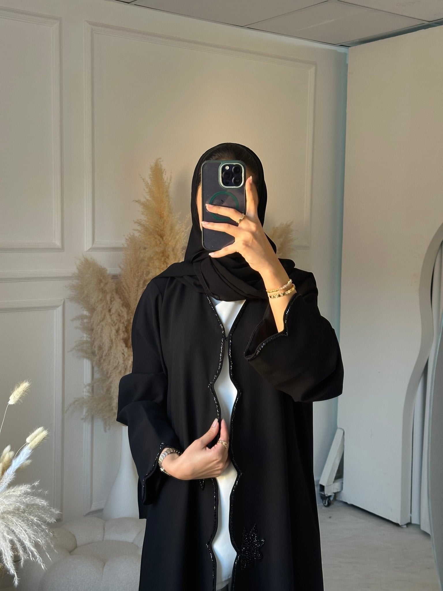 C 0887 Black Beaded Abaya