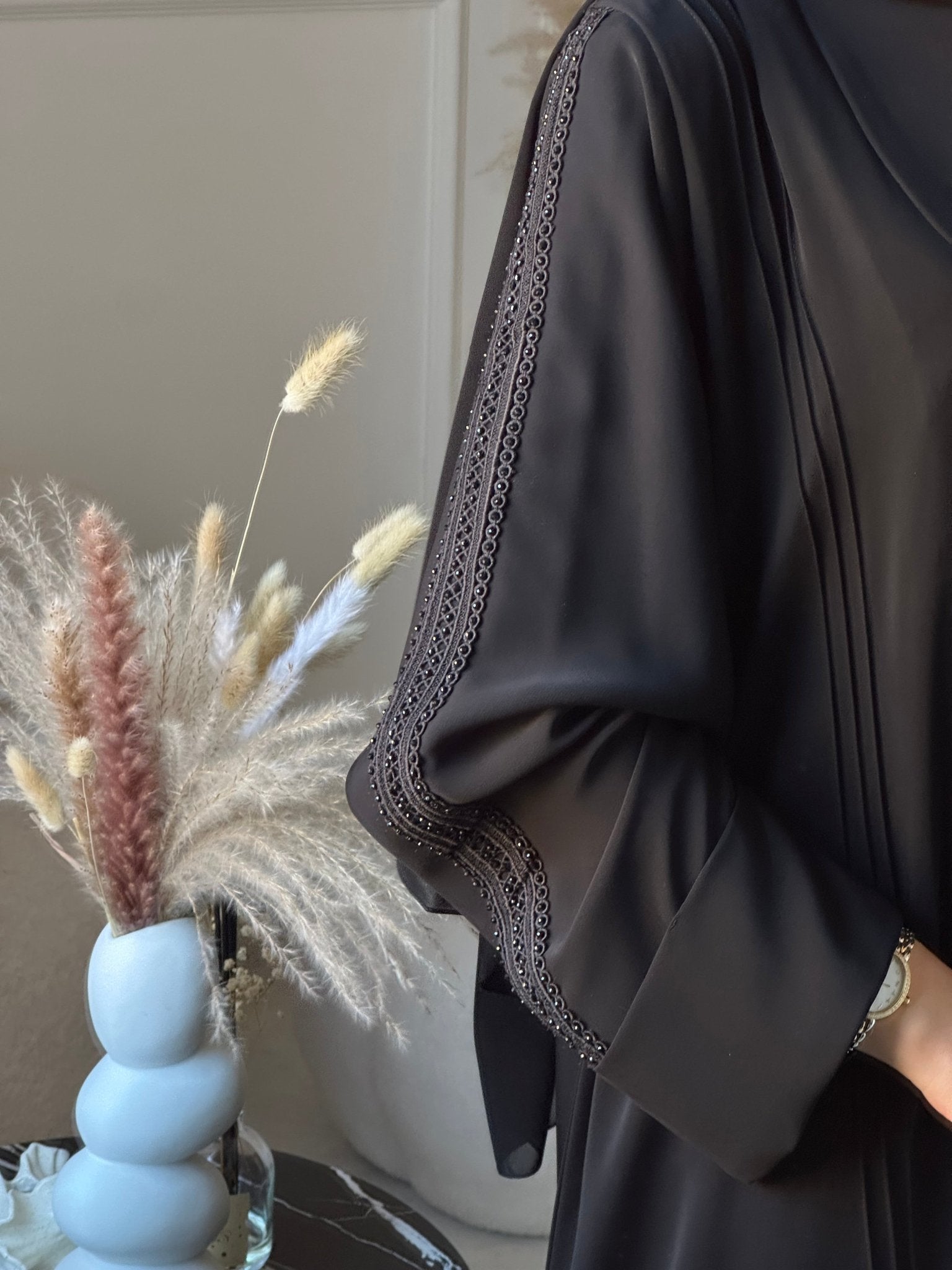 C 0888 Black Beaded Abaya