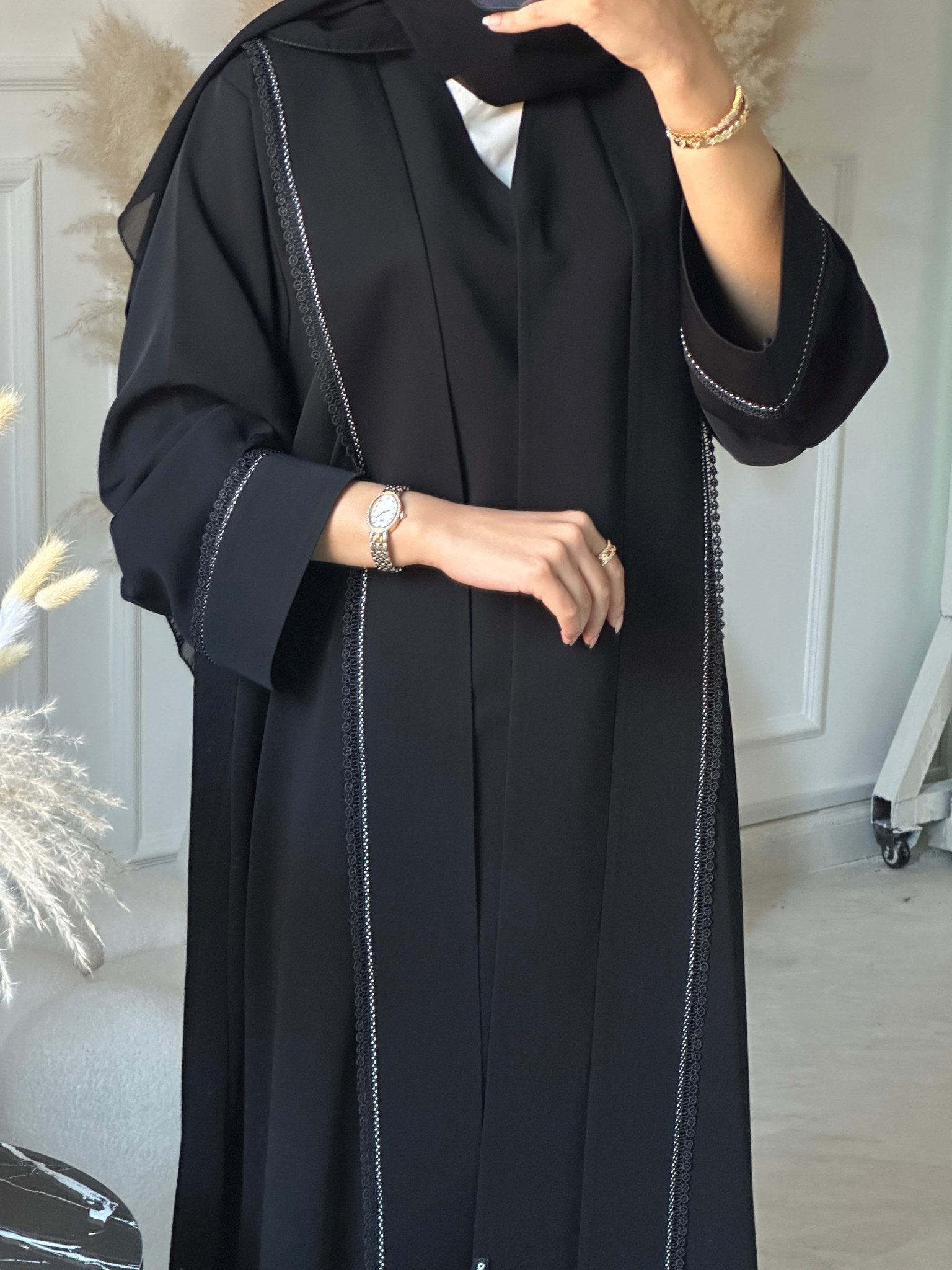 C 0891 Black Lace Abaya