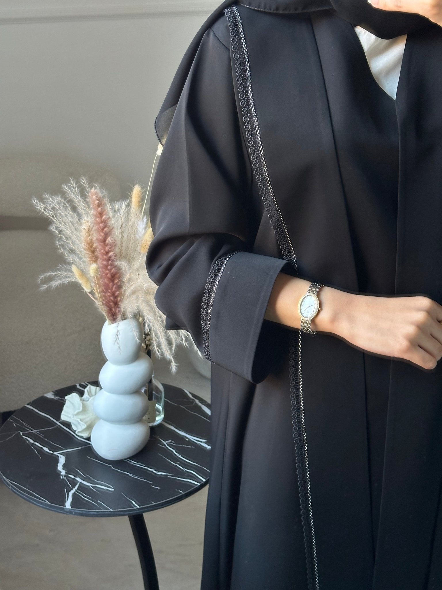 C 0891 Black Lace Abaya