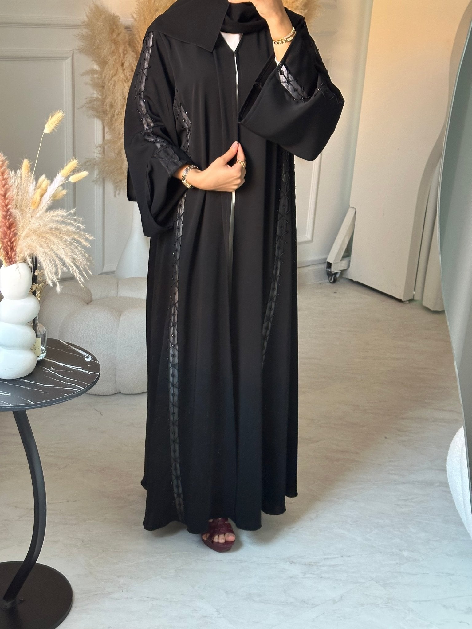 C 0893 Black Lace Abaya