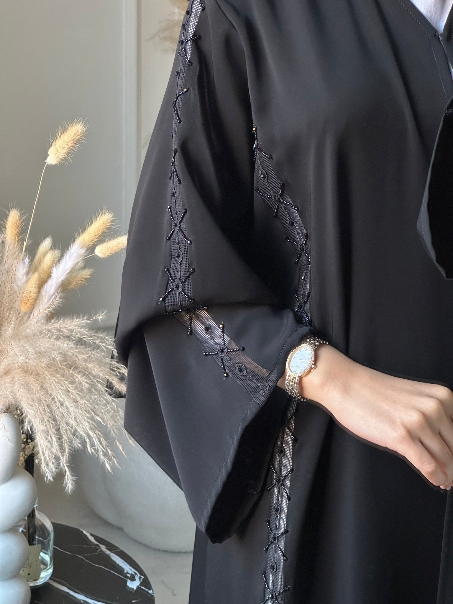 C 0893 Black Lace Abaya