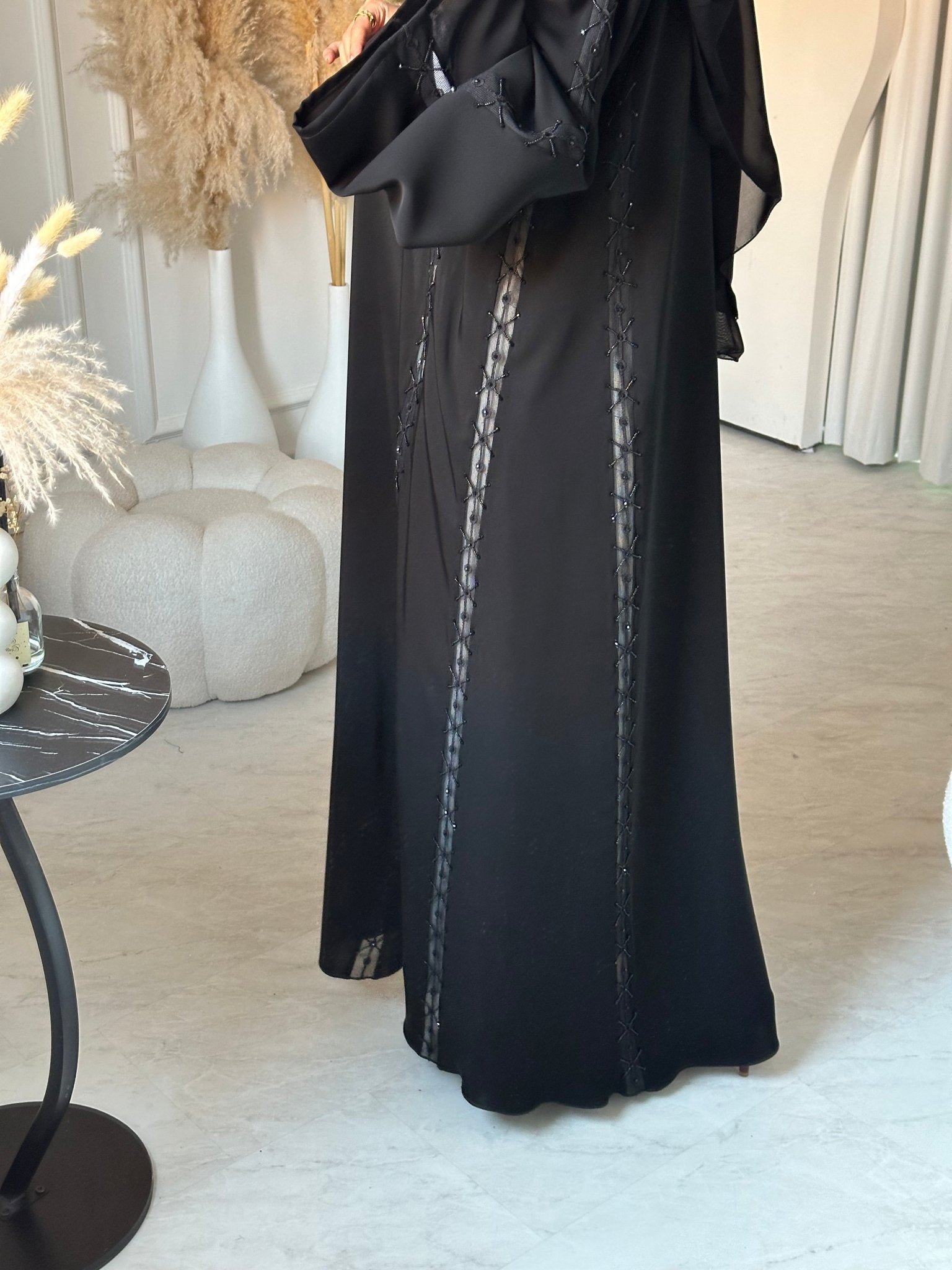 C 0893 Black Lace Abaya