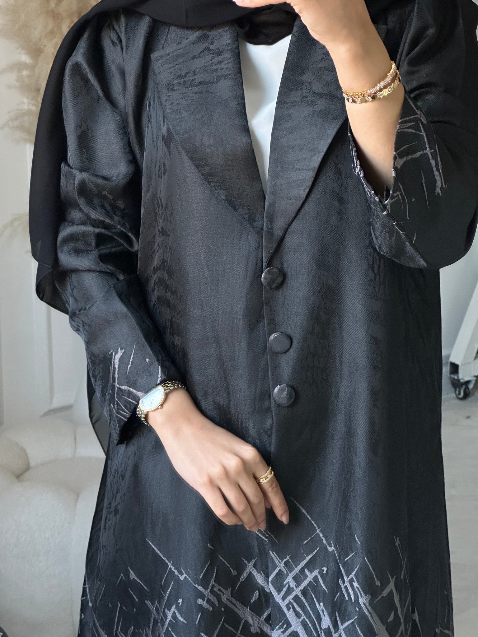 C 0895 - 01 Grey Jacquard Abaya