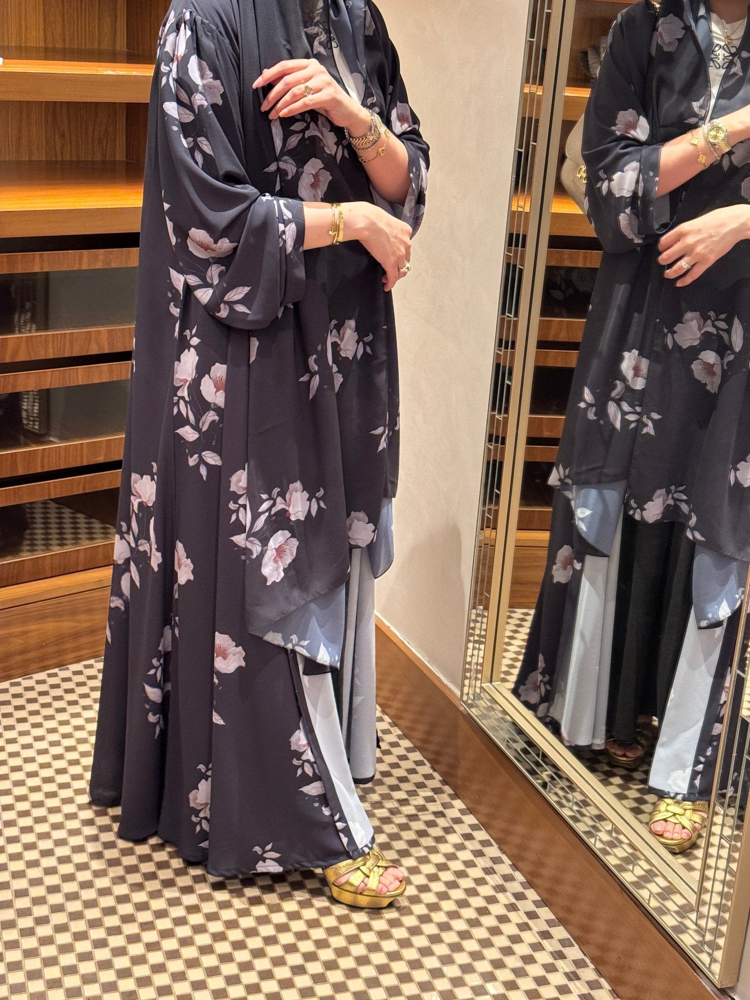 C 0917 Floral Printed Abaya