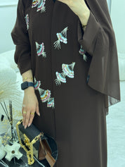 C 0923 Deep Brown Beaded Eid Abaya